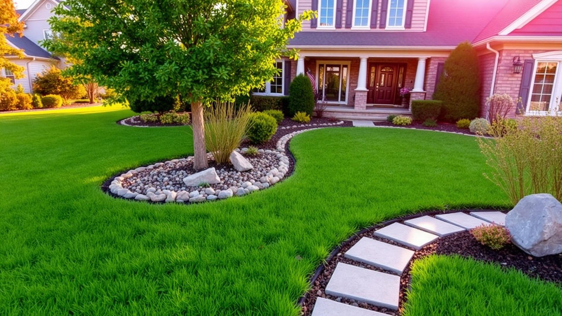 Beautifully landscaped front yard